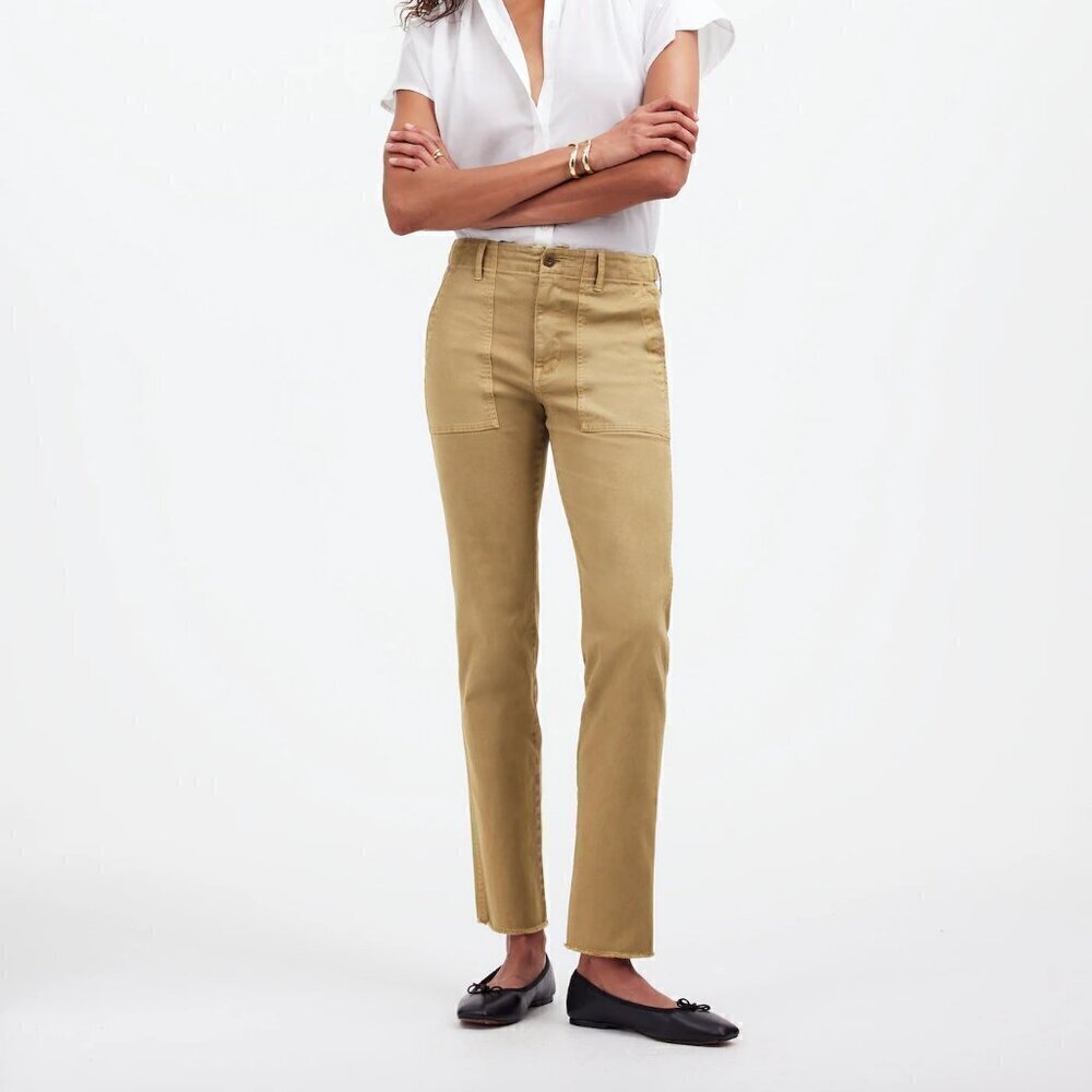 Madewell Slim Straight Leg Ankle Utility Pants Garment Dye Light Latte Size 25